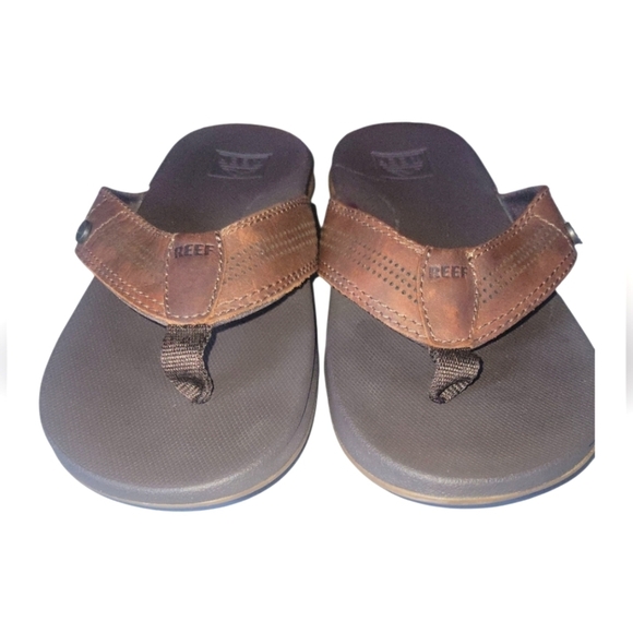 Reef Men's Brown Leather Cushion Lux Thong Flip Flops US 8 EU 40 - Picture 10 of 10